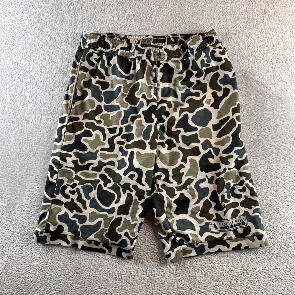 Local Boy Outfitters Mens Duck Camo Mesh Performance Shorts Green Large